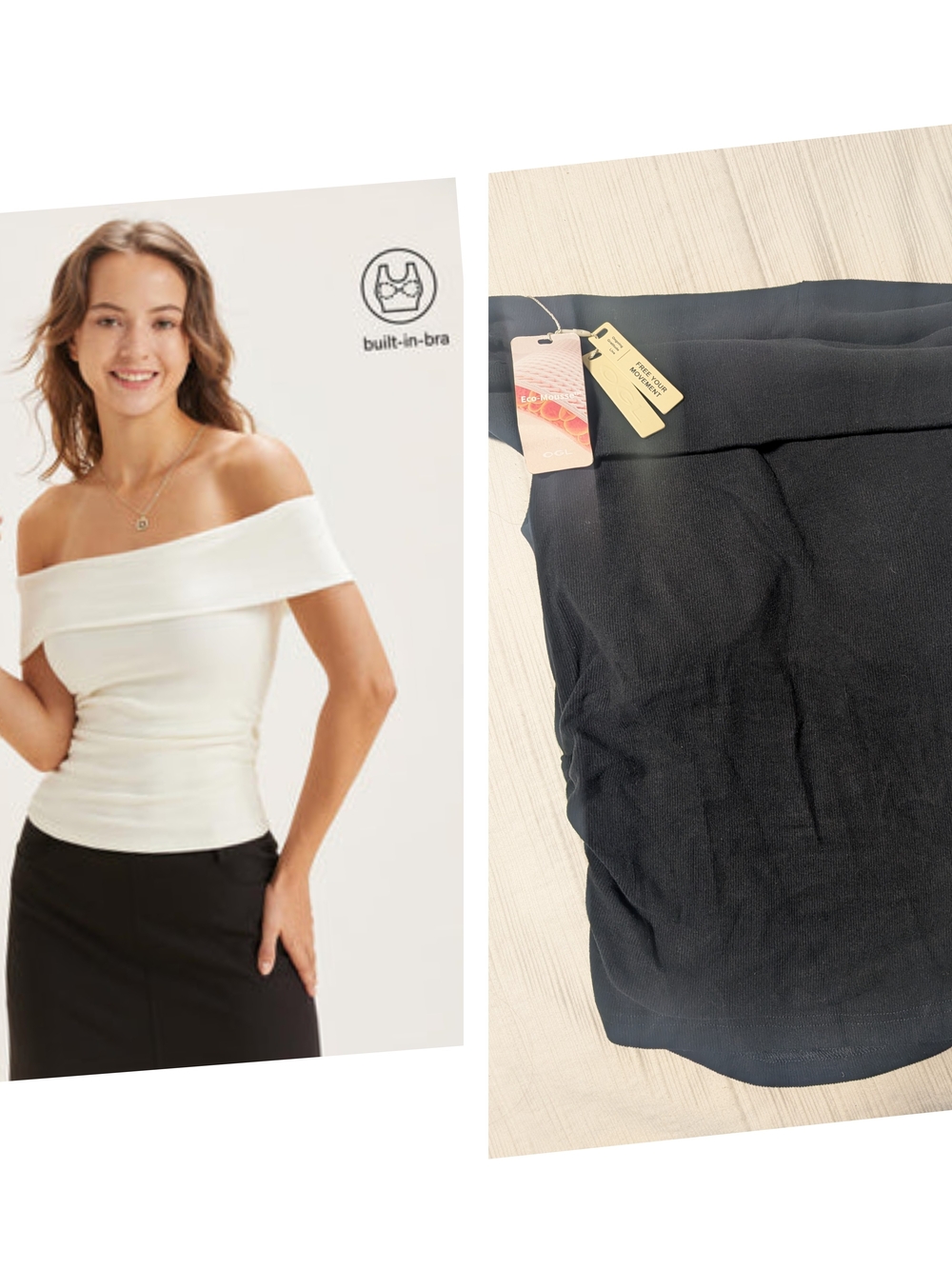 OGL Black Thermal Brushed Off-The-Shoulder Brami Top